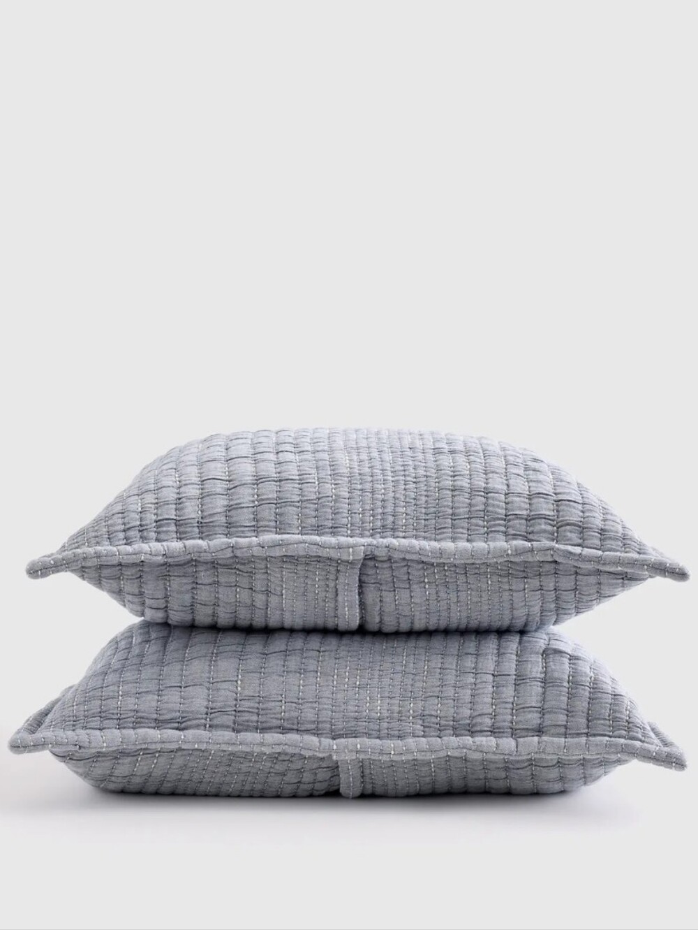 Quince Blue Organic Cotton Channel Stitch Sham Set (2)